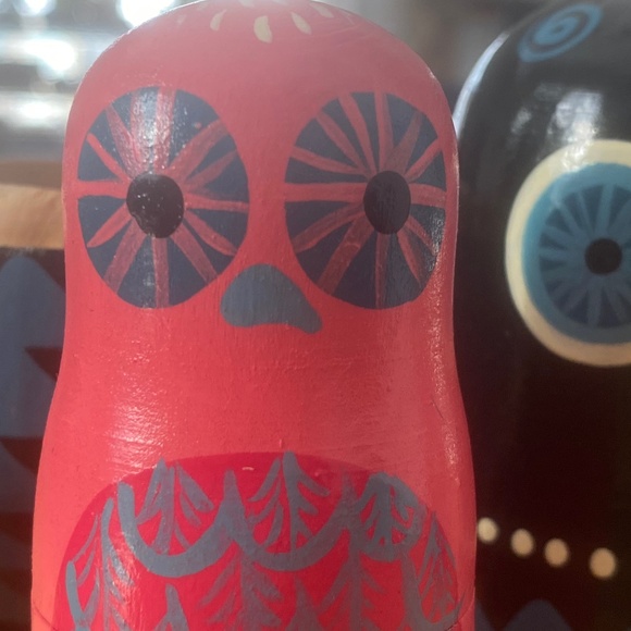 Vintage hand painted handmade wooden Owl Nesting Dolls - Picture 16 of 16